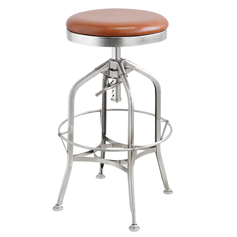 Industrial Metal Legs Bar Stools Indoor Faux Leather Counter Chair