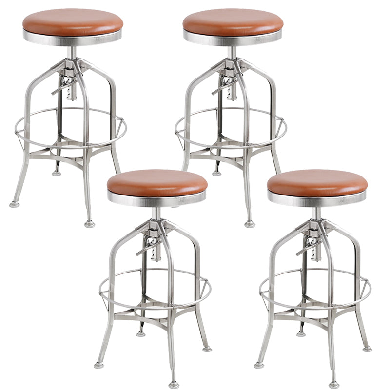 Industrial Metal Legs Bar Stools Indoor Faux Leather Counter Chair