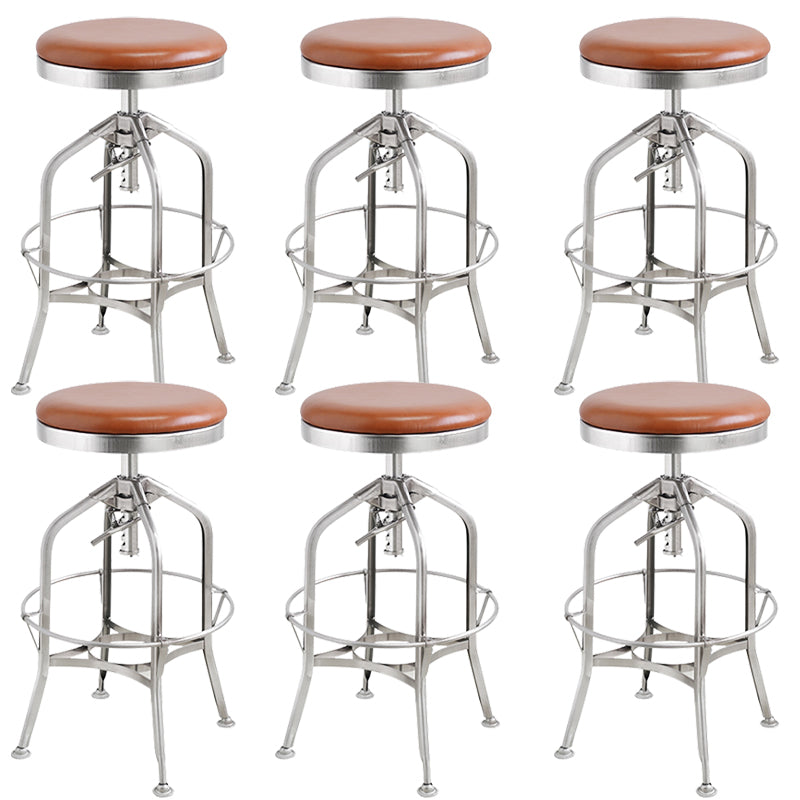 Industrial Metal Legs Bar Stools Indoor Faux Leather Counter Chair
