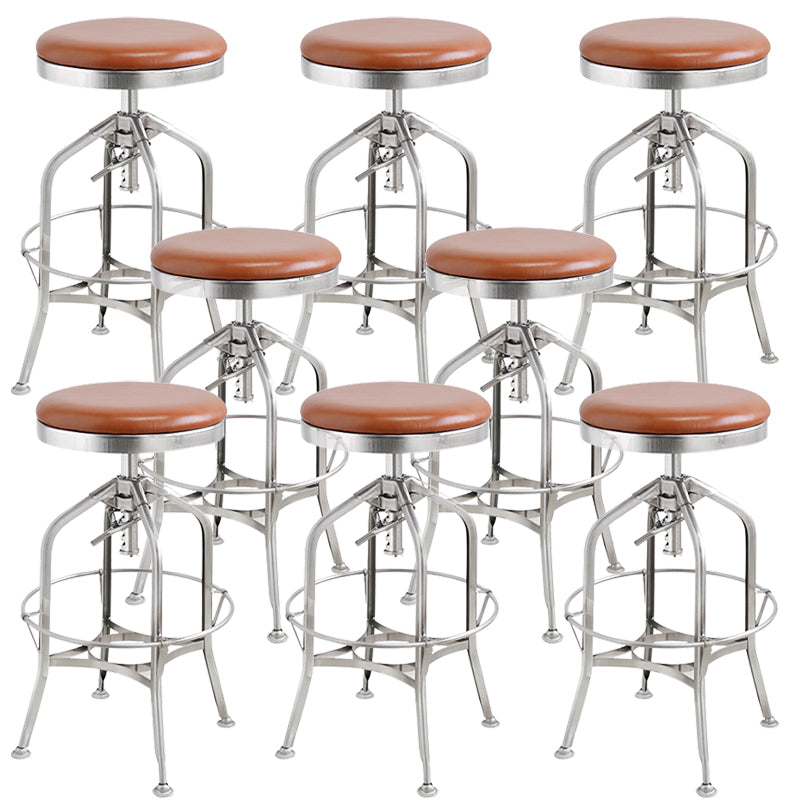 Industrial Metal Legs Bar Stools Indoor Faux Leather Counter Chair