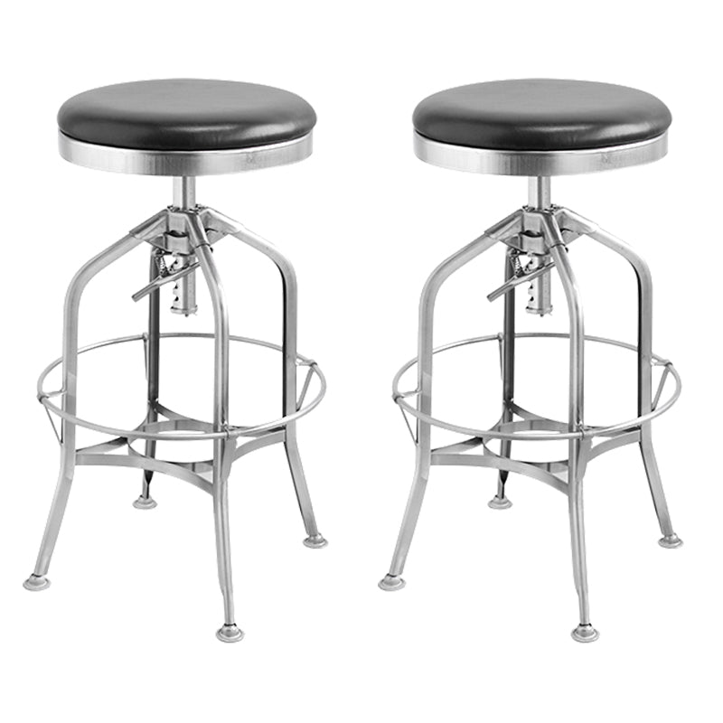 Industrial Metal Legs Bar Stools Indoor Faux Leather Counter Chair