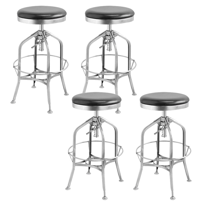 Industrial Metal Legs Bar Stools Indoor Faux Leather Counter Chair