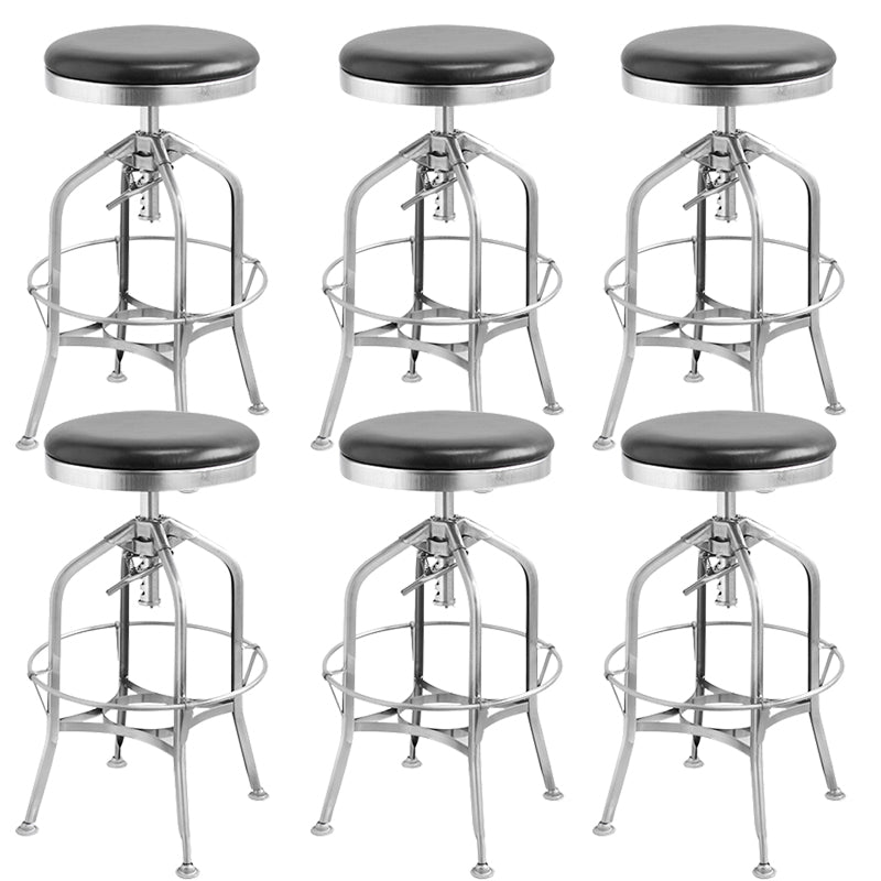 Industrial Metal Legs Bar Stools Indoor Faux Leather Counter Chair