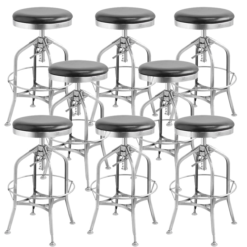 Industrial Metal Legs Bar Stools Indoor Faux Leather Counter Chair