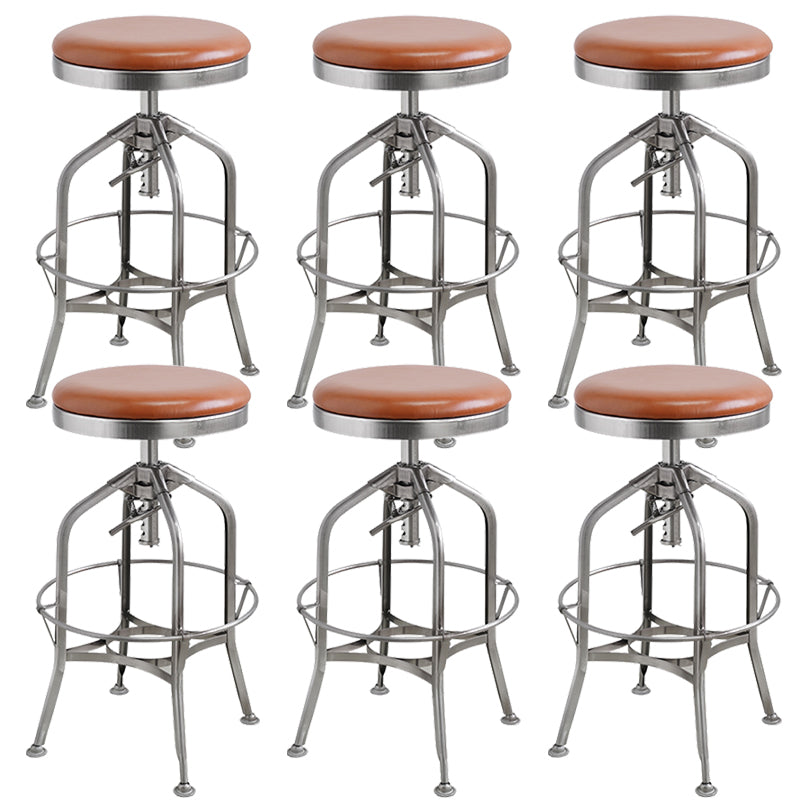 Industrial Metal Legs Bar Stools Indoor Faux Leather Counter Chair