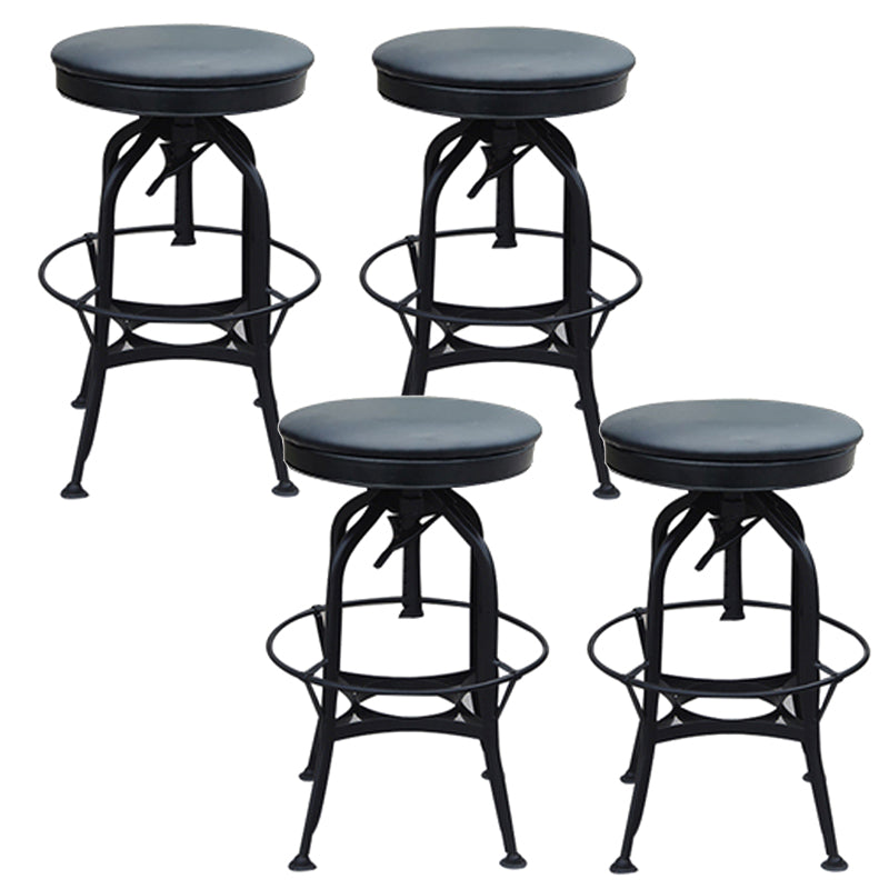 Industrial Metal Legs Bar Stools Indoor Faux Leather Counter Chair