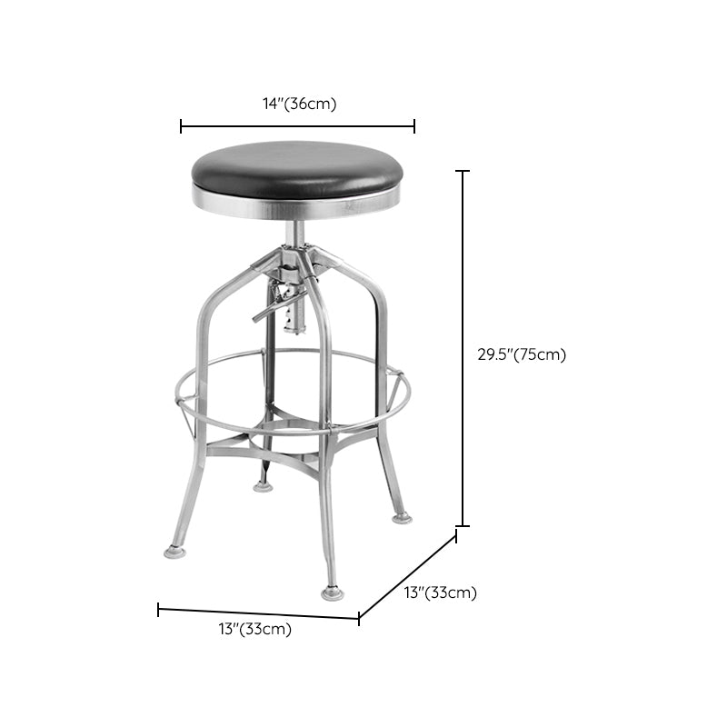 Industrial Metal Legs Bar Stools Indoor Faux Leather Counter Chair