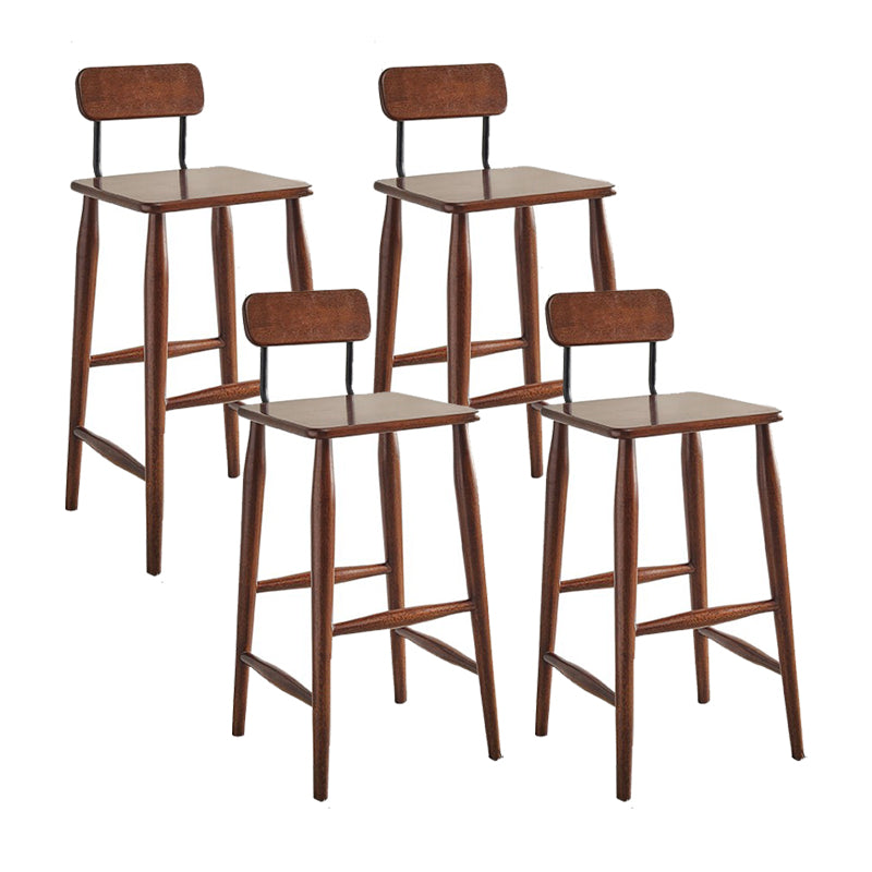 Indoor Solid Wood Bar Stool Low Back Bar Stool with Footrest