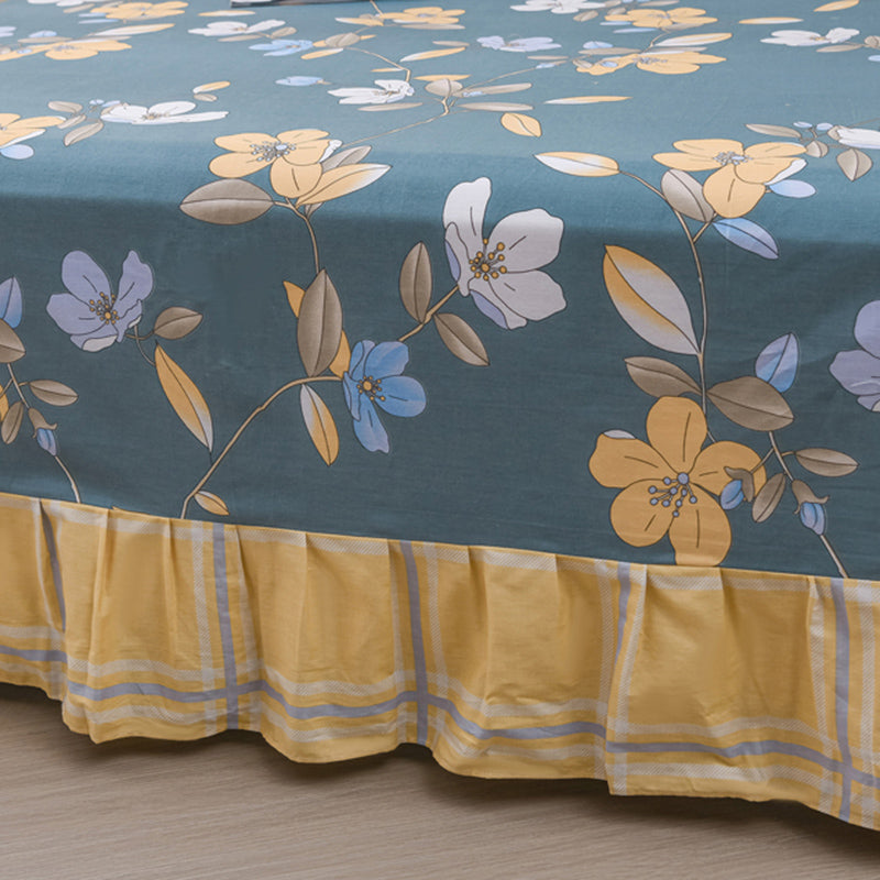 Sheets Cotton Floral Printed Breathable Ultra Soft Wrinkle Resistant Bed Sheet Set