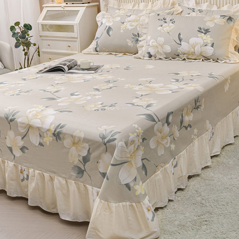 Sheets Cotton Floral Printed Breathable Ultra Soft Wrinkle Resistant Bed Sheet Set