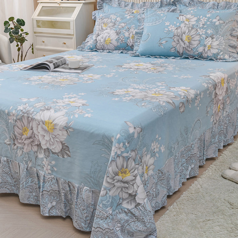 Sheets Cotton Floral Printed Breathable Ultra Soft Wrinkle Resistant Bed Sheet Set