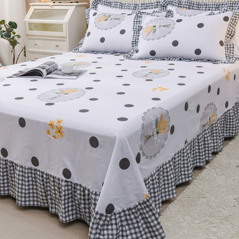 Sheets Cotton Floral Printed Breathable Ultra Soft Wrinkle Resistant Bed Sheet Set