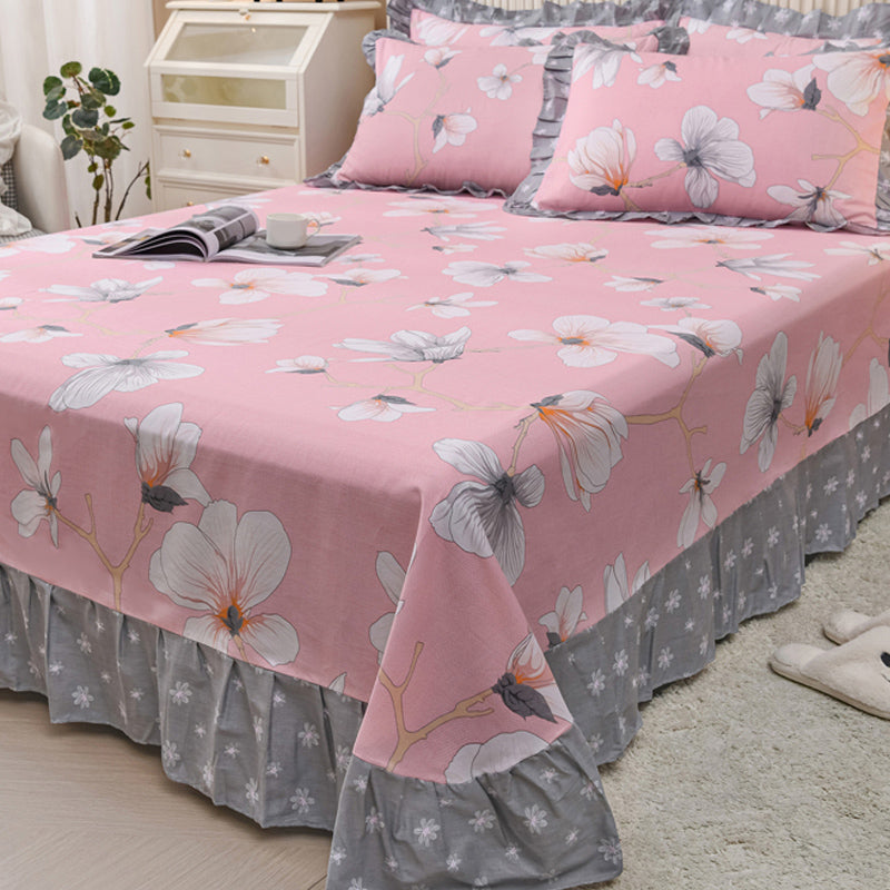 Sheets Cotton Floral Printed Breathable Ultra Soft Wrinkle Resistant Bed Sheet Set