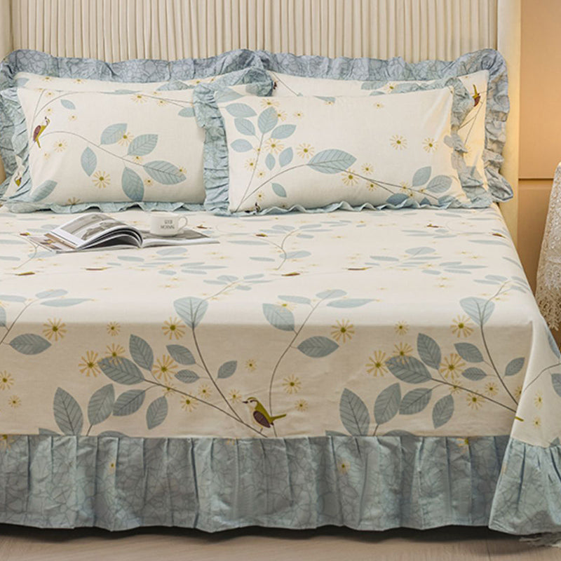 Sheets Cotton Floral Printed Breathable Ultra Soft Wrinkle Resistant Bed Sheet Set