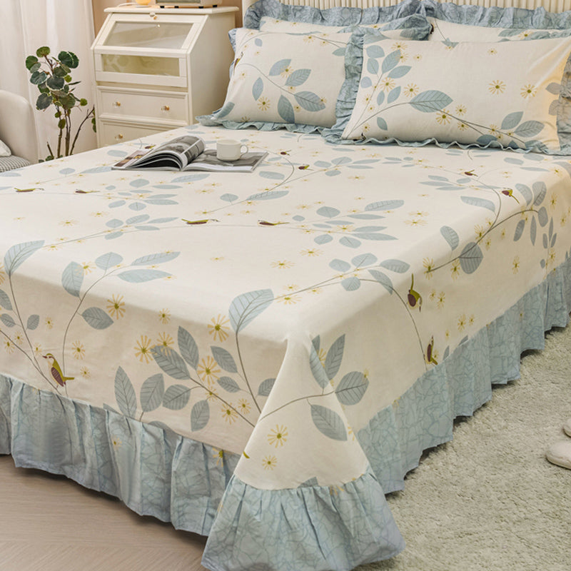 Sheets Cotton Floral Printed Breathable Ultra Soft Wrinkle Resistant Bed Sheet Set