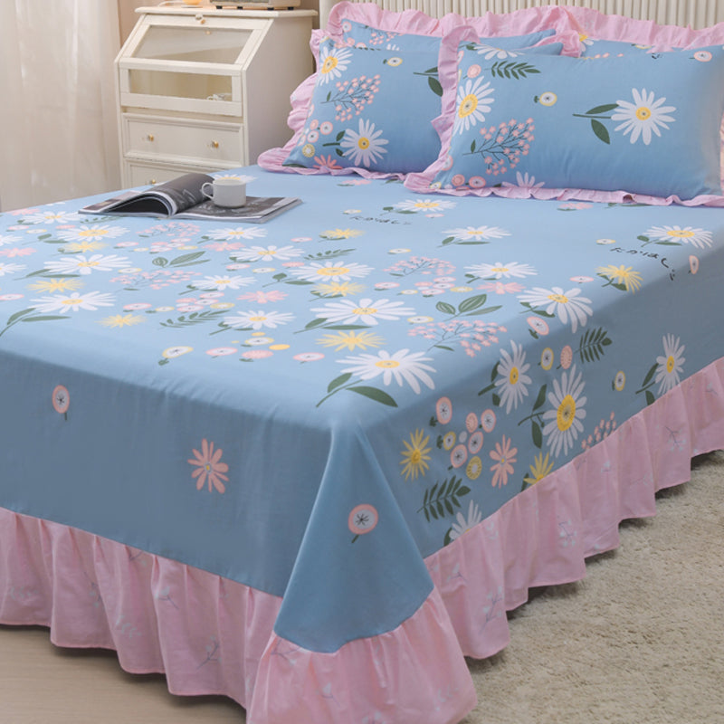 Sheets Cotton Floral Printed Breathable Ultra Soft Wrinkle Resistant Bed Sheet Set