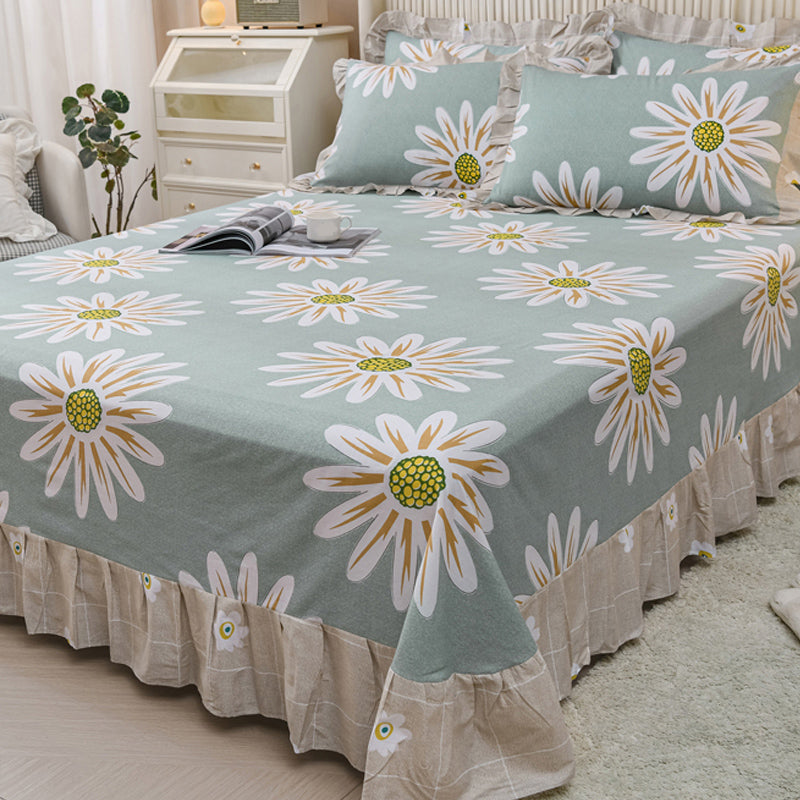 Sheets Cotton Floral Printed Breathable Ultra Soft Wrinkle Resistant Bed Sheet Set