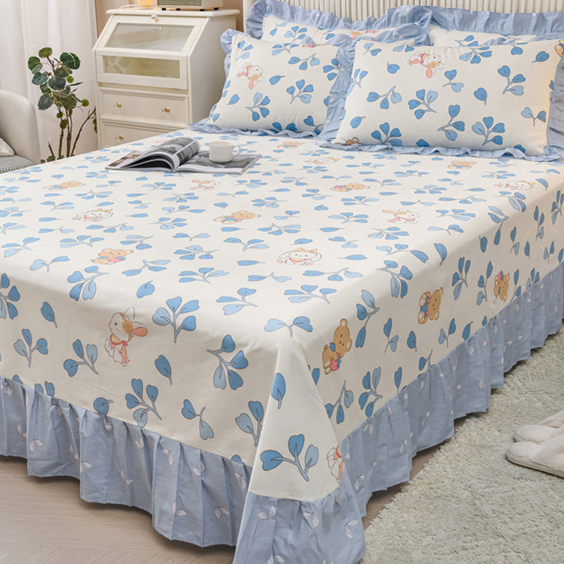 Sheets Cotton Floral Printed Breathable Ultra Soft Wrinkle Resistant Bed Sheet Set