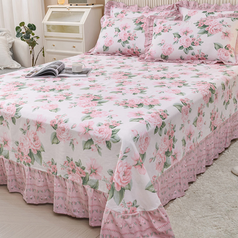 Sheets Cotton Floral Printed Breathable Ultra Soft Wrinkle Resistant Bed Sheet Set