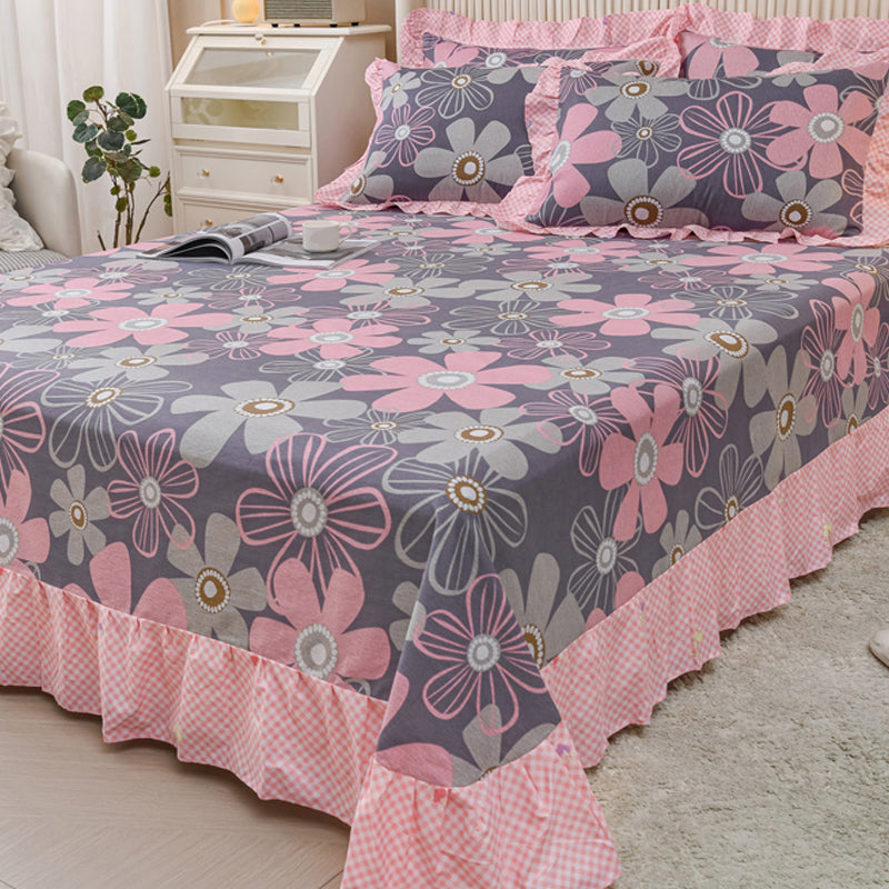 Sheets Cotton Floral Printed Breathable Ultra Soft Wrinkle Resistant Bed Sheet Set