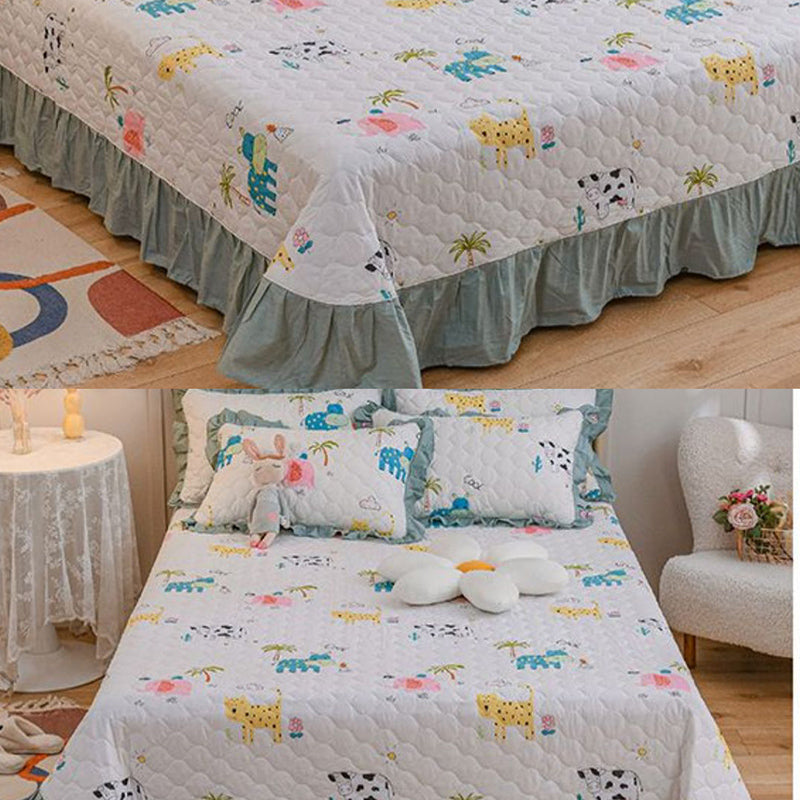 Sheet Set Cotton Cartoon Printed Wrinkle Resistant Breathable Ultra Soft Bed Sheet Set