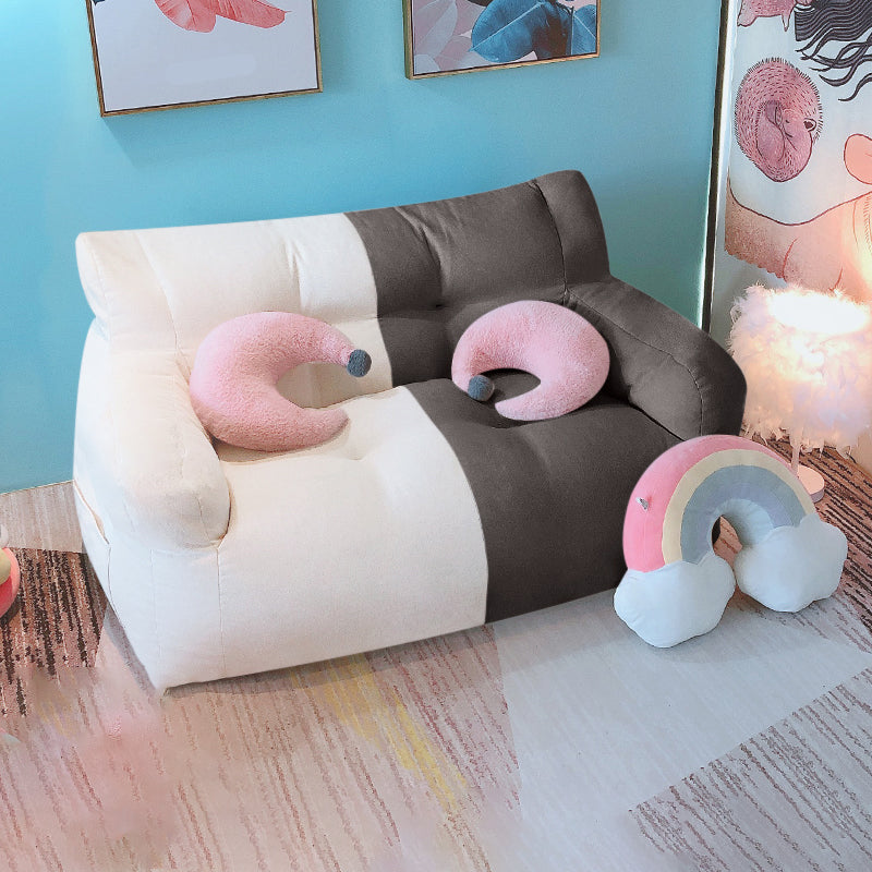 Modern Fabric Loveseat Sofa Rolled Arm Settee for Living Room