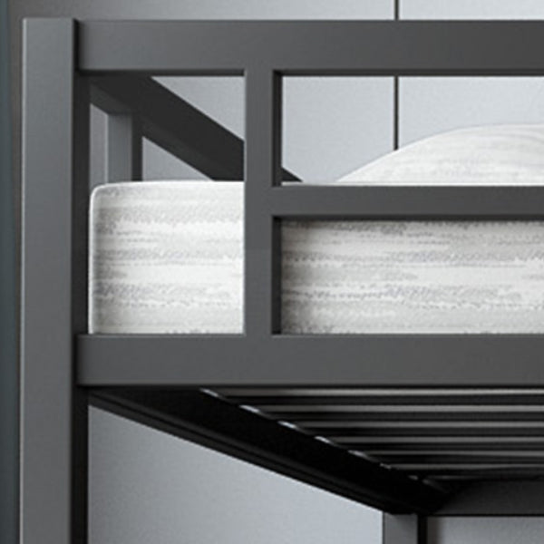 High Loft Bed with Stairway Modern Metallic Beds in Black & White