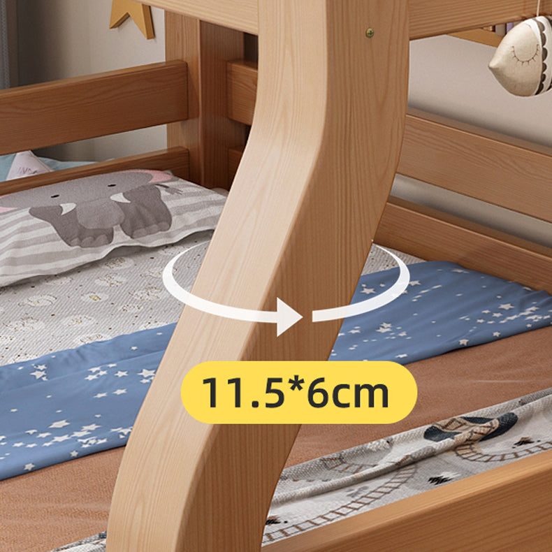 Solid Wood Natural Bunk Bed Scandinavian Kids Bed with Mattress