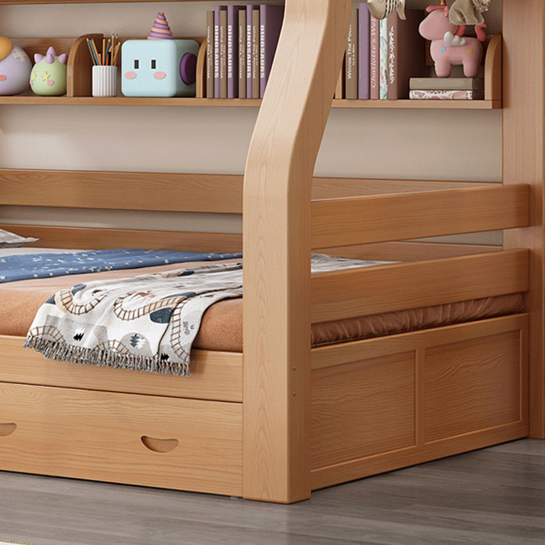 Solid Wood Natural Bunk Bed Scandinavian Kids Bed with Mattress