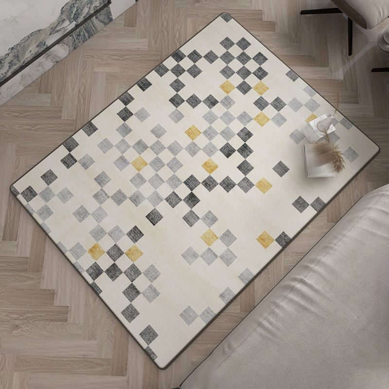 Minimalist Rug Beige Polyester Area Rug Stain Resistant Rug for Home Decor
