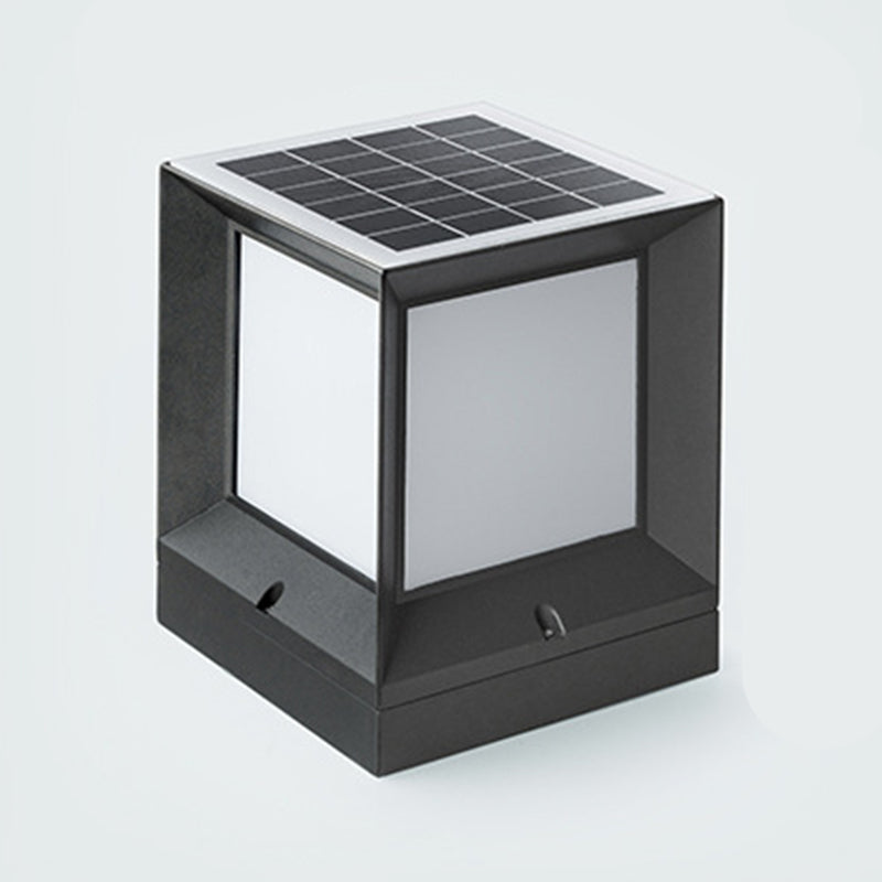 Nordic Style Aluminum Outdoor Light Rectangle Shape Solar Energy Pillar Lamp for Outdoor