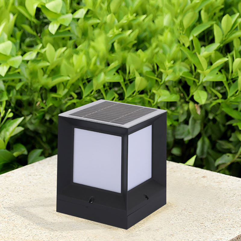 Nordic Style Aluminum Outdoor Light Rectangle Shape Solar Energy Pillar Lamp for Outdoor