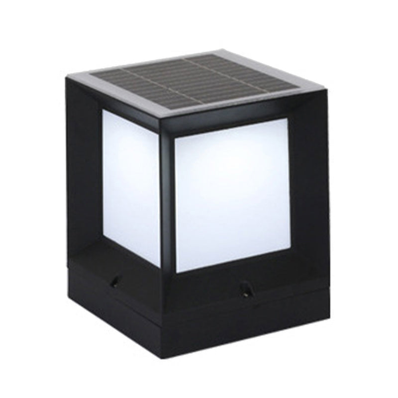 Nordic Style Aluminum Outdoor Light Rectangle Shape Solar Energy Pillar Lamp for Outdoor
