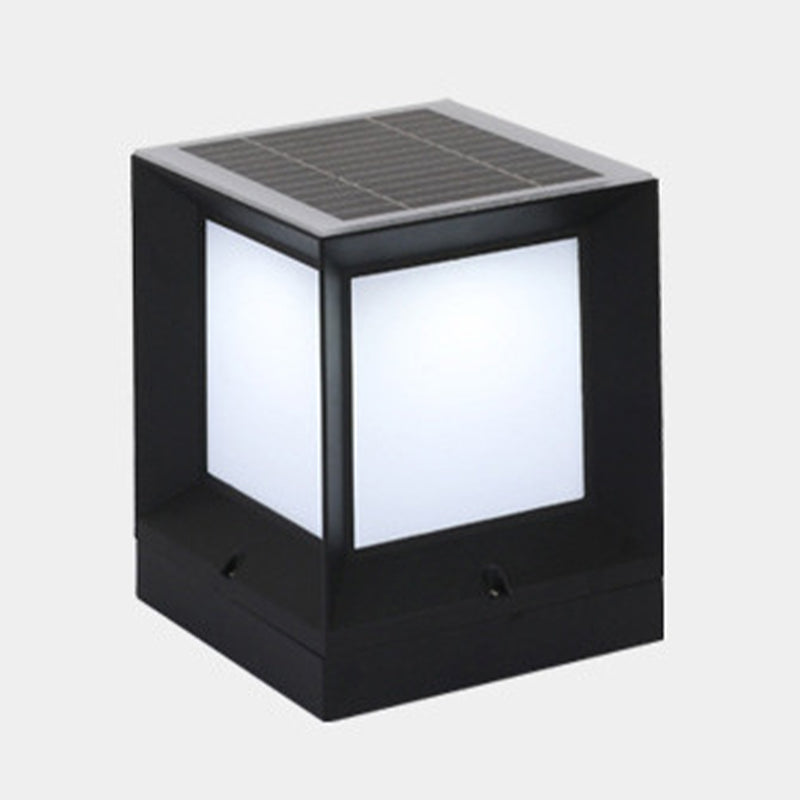 Nordic Style Aluminum Outdoor Light Rectangle Shape Solar Energy Pillar Lamp for Outdoor