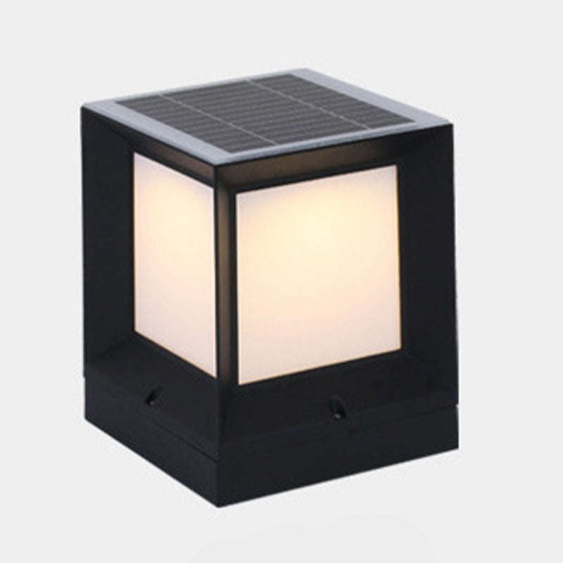 Nordic Style Aluminum Outdoor Light Rectangle Shape Solar Energy Pillar Lamp for Outdoor