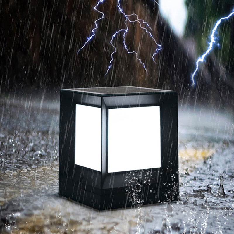 Nordic Style Aluminum Outdoor Light Rectangle Shape Solar Energy Pillar Lamp for Outdoor