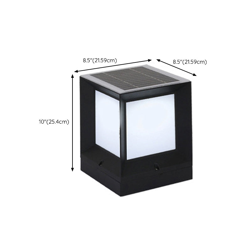 Nordic Style Aluminum Outdoor Light Rectangle Shape Solar Energy Pillar Lamp for Outdoor