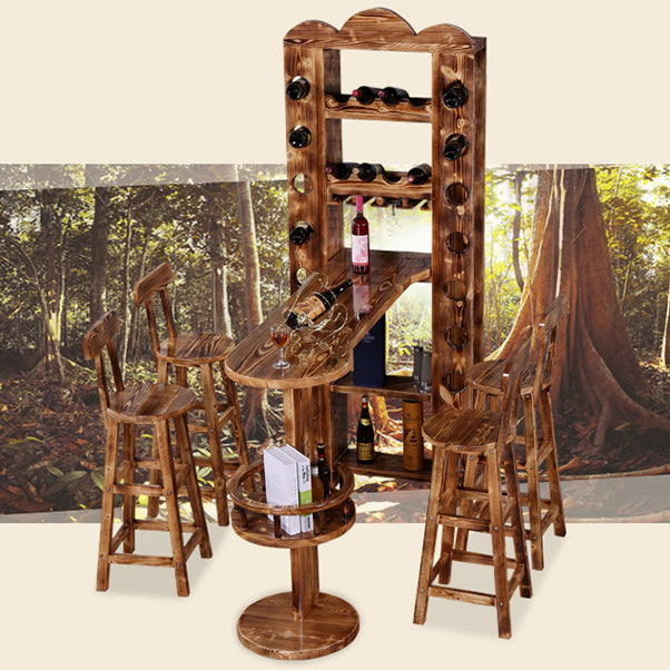 Traditional Wooden Bar Dining Table Ellipse Shape Bar Table for Kitchen