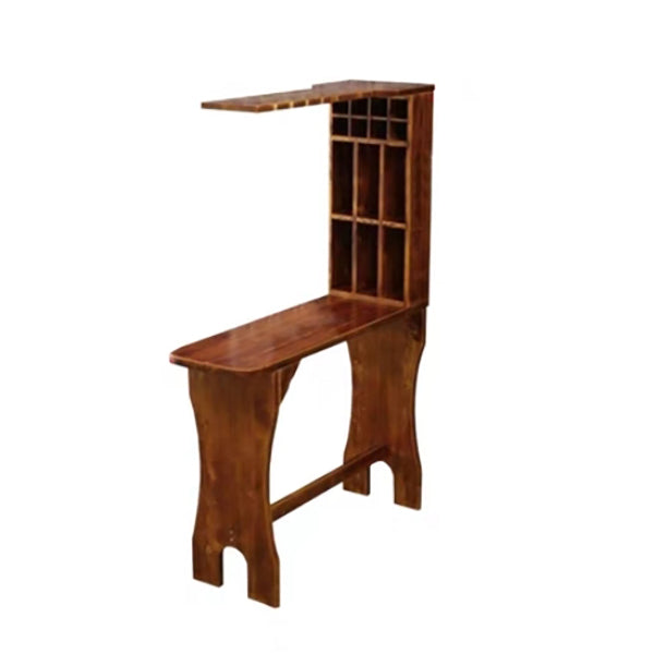 Traditional Indoor Bar Table Solid Wood Bar Table with Wine Glass Holders