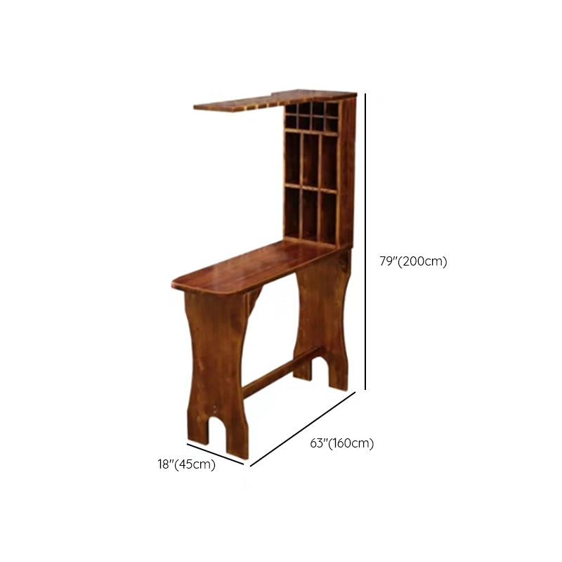 Traditional Indoor Bar Table Solid Wood Bar Table with Wine Glass Holders