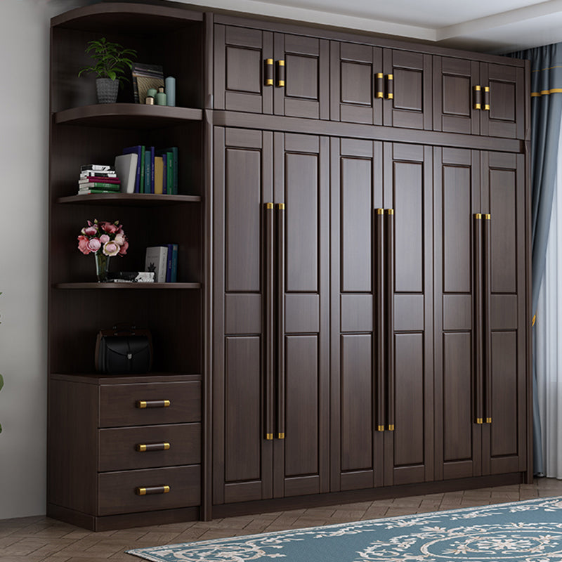 Traditional Style Wardrobe Closet Brown Wooden Wardrobe Cabinet