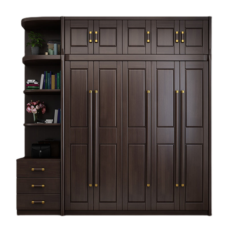 Traditional Style Wardrobe Closet Brown Wooden Wardrobe Cabinet