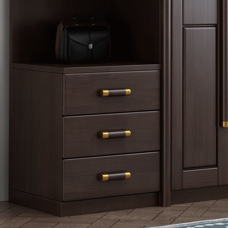 Traditional Style Wardrobe Closet Brown Wooden Wardrobe Cabinet