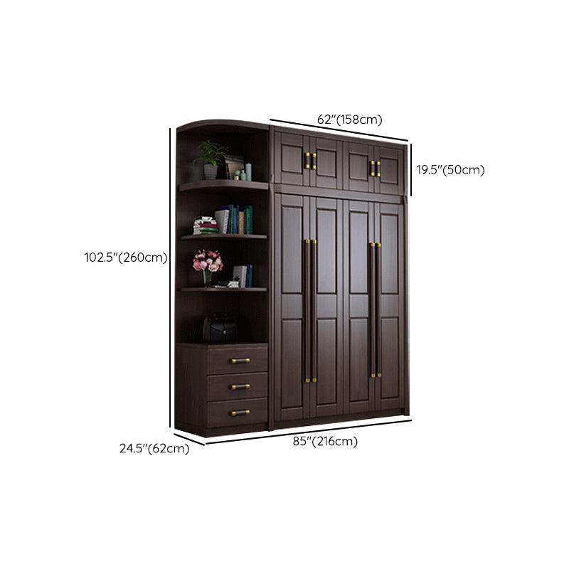 Traditional Style Wardrobe Closet Brown Wooden Wardrobe Cabinet