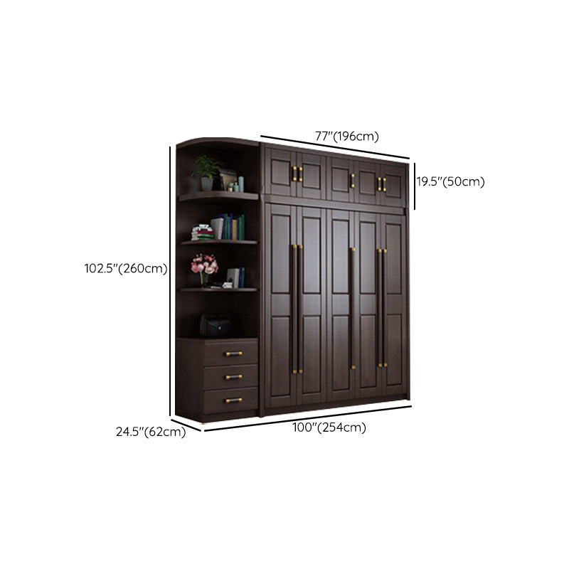 Traditional Style Wardrobe Closet Brown Wooden Wardrobe Cabinet
