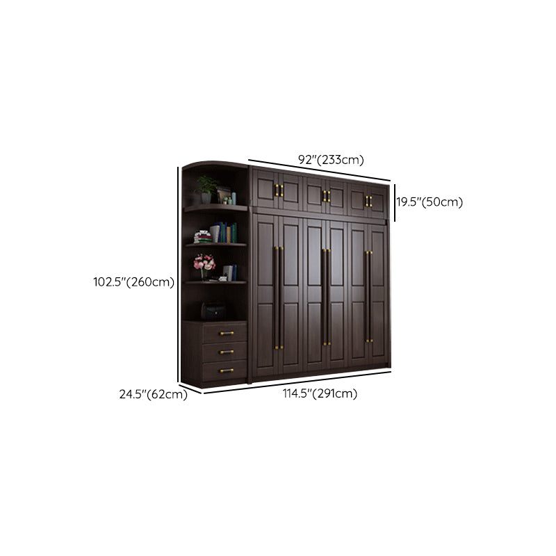 Traditional Style Wardrobe Closet Brown Wooden Wardrobe Cabinet