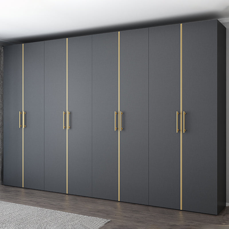 Modern Wardrobe Closet Grey Engineered Wood Wardrobe Cabinet