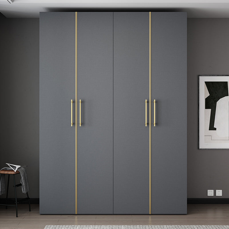Modern Wardrobe Closet Grey Engineered Wood Wardrobe Cabinet