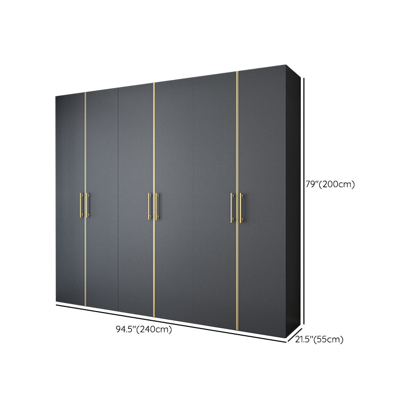 Modern Wardrobe Closet Grey Engineered Wood Wardrobe Cabinet