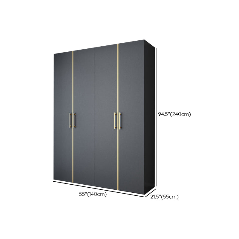 Modern Wardrobe Closet Grey Engineered Wood Wardrobe Cabinet